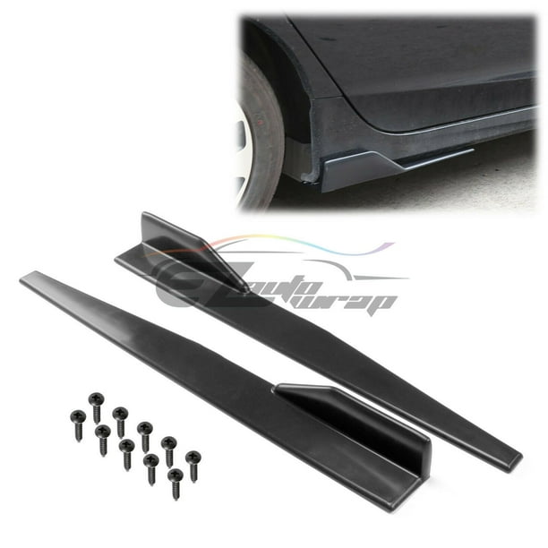 EZAUTOWRAP Matte Black Universal Car Side Skirt Splitters Diffuser Body Kit Winglet Wings Rocker Extension Panel